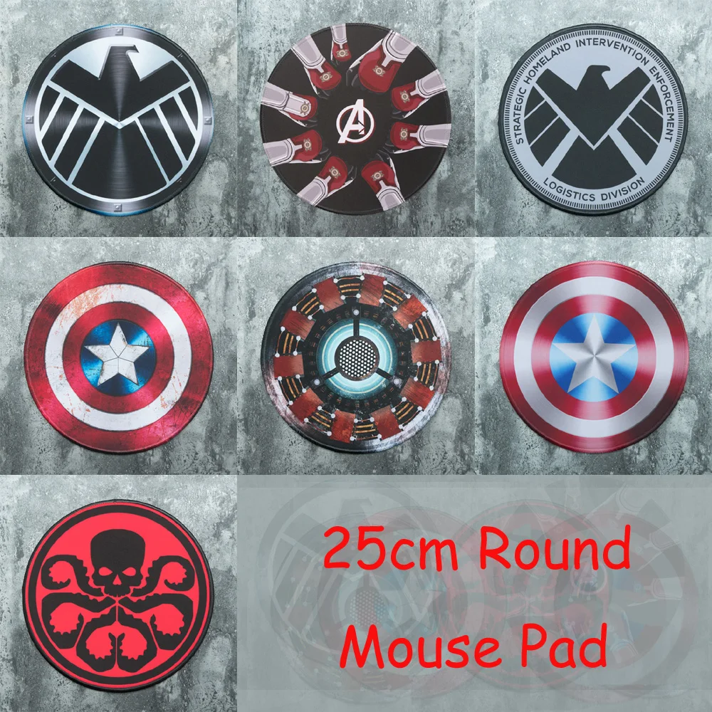 

25cm Avengers Waterproof Circle Round Lockrand Gaming Working Personalized Mouse Mice Pad Mat