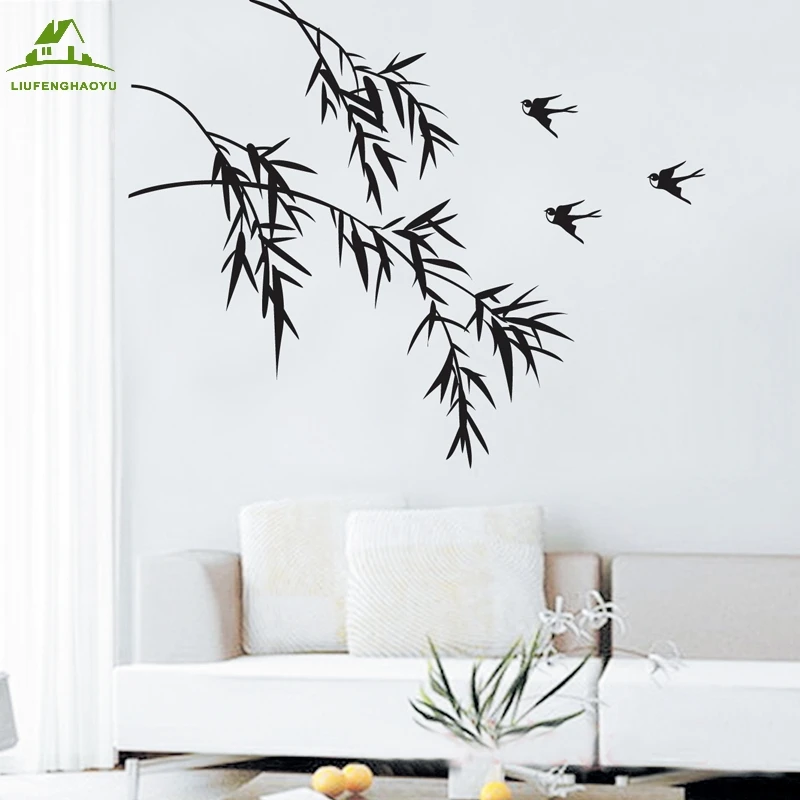 Black Tree Swallows Vinyl Wall Stickers Home Decor Art Decals Design
