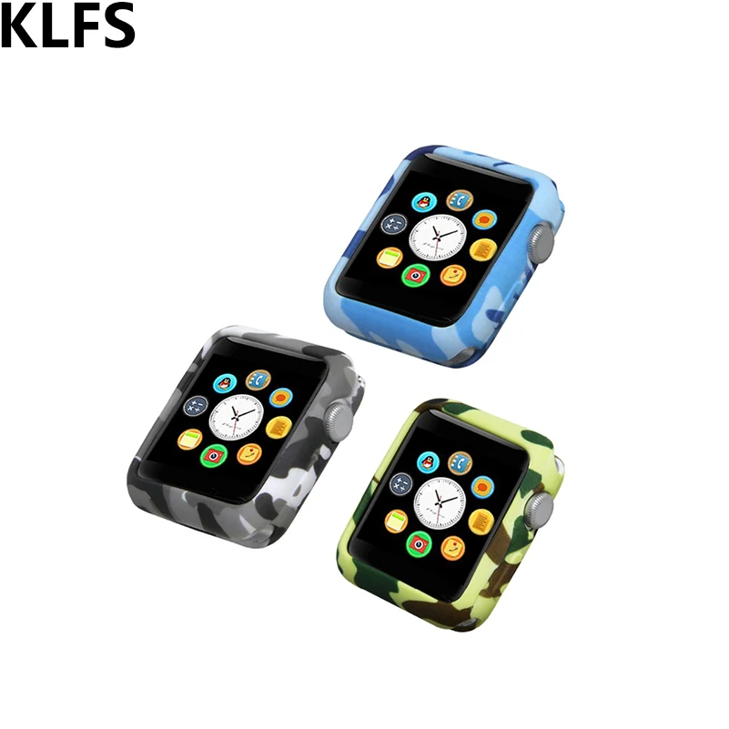 

KLFS Camouflage Silicone Case for Apple Watch 3 42mm 38mm Case for Iwatch Series 3/2/1 Rubber TPU Case