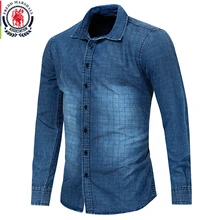 Fredd Marshall,, осенняя джинсовая рубашка, хлопок, вареная, клетчатая рубашка, длинный рукав, повседневные рубашки, Мужская брендовая одежда 163B