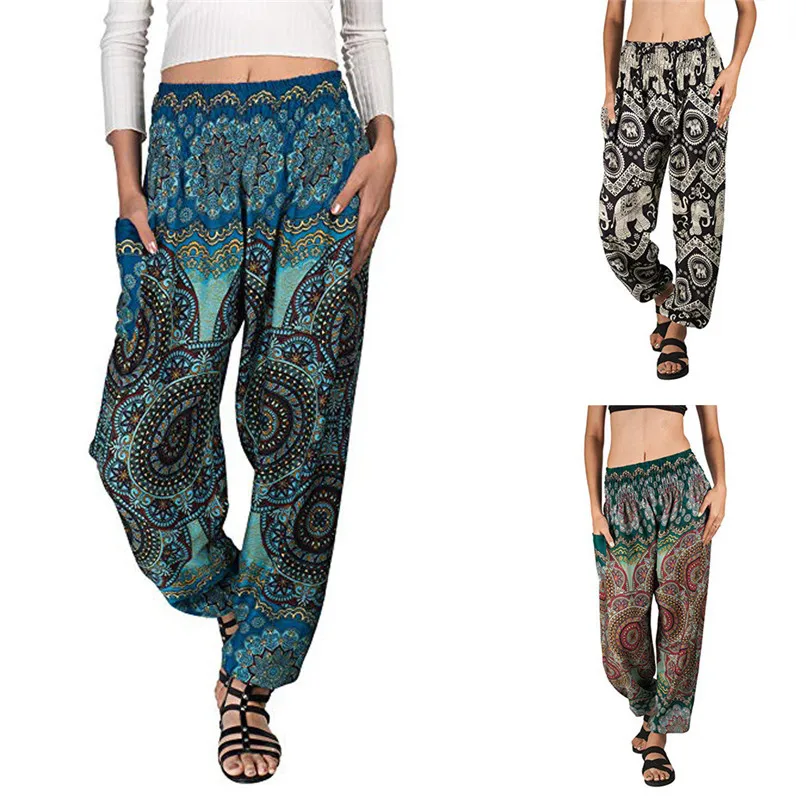 

Yoga Pants Women Casual Tapered Boho Print Harem Loose Yoga Daily Travel Long Lounge Pants &4jj24