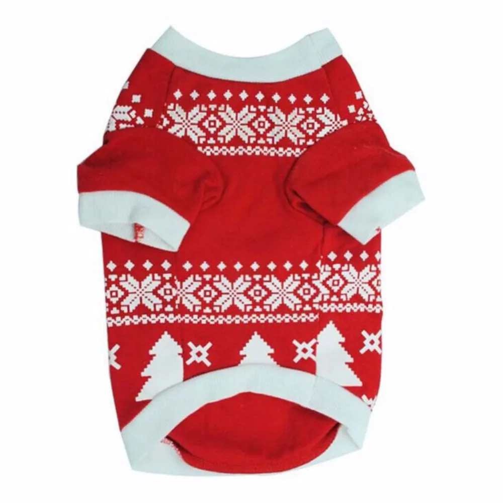 

Dog Clothes Cotton T-shirt Pet Dog Christmas Deer Clothes Printed Snow Fawn Interlock Shirt