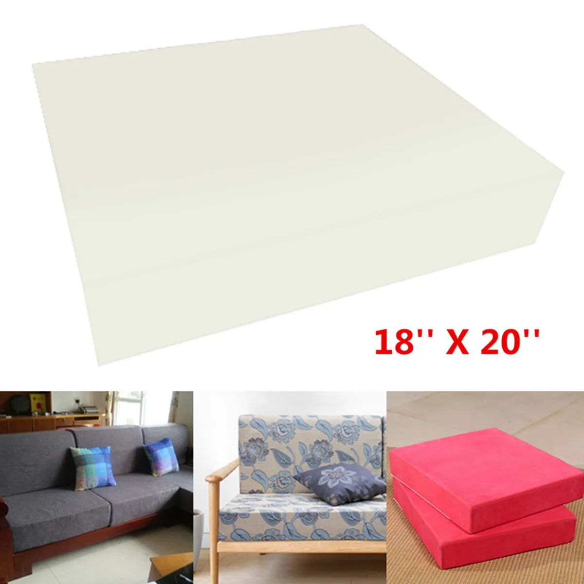 

18x20'' Upholstery Cushion Sheet High Density Seat Pad Foam Rubber Replacement White Eco-friendly Sofa Cushion Sponge Pad Mat