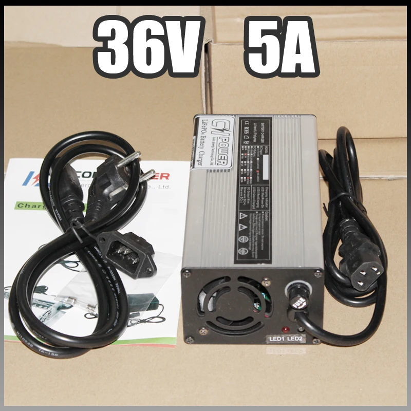 36V 5A LiFePO4 Battery Charger Aluminium alloy 43.8V Quick Charger 12S