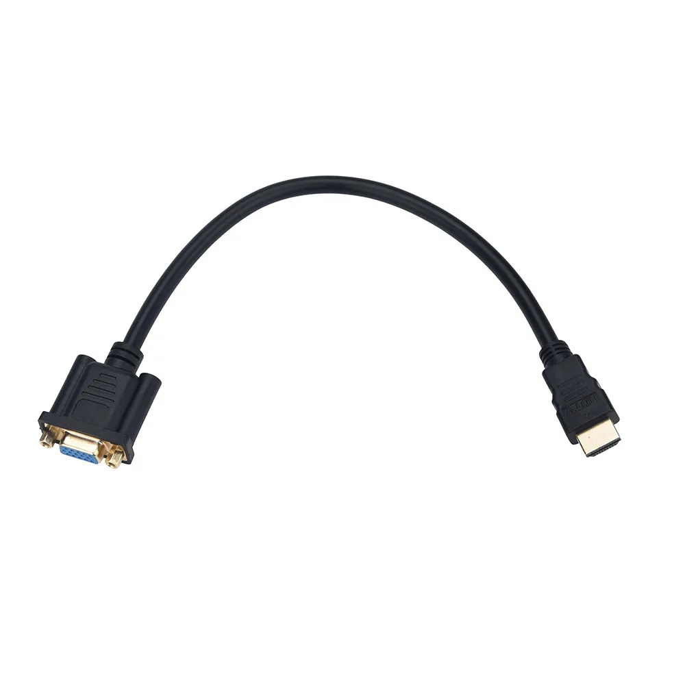 EPULA Full HD 1080P HDMI Мужской до 15 Pin VGA Женский адаптер конвертер кабель для HDTV Прямая поставка - Цвет: blak