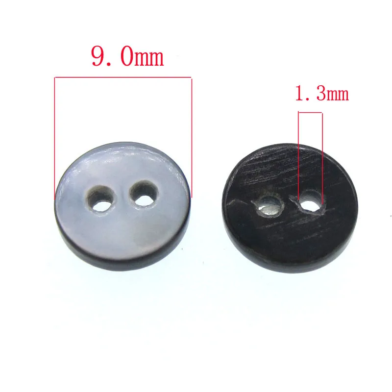 50Pcs 3/8" Black mother of pearl shirt buttons natural shell buttons black iridescent 2 holes Buttons 9.0mm