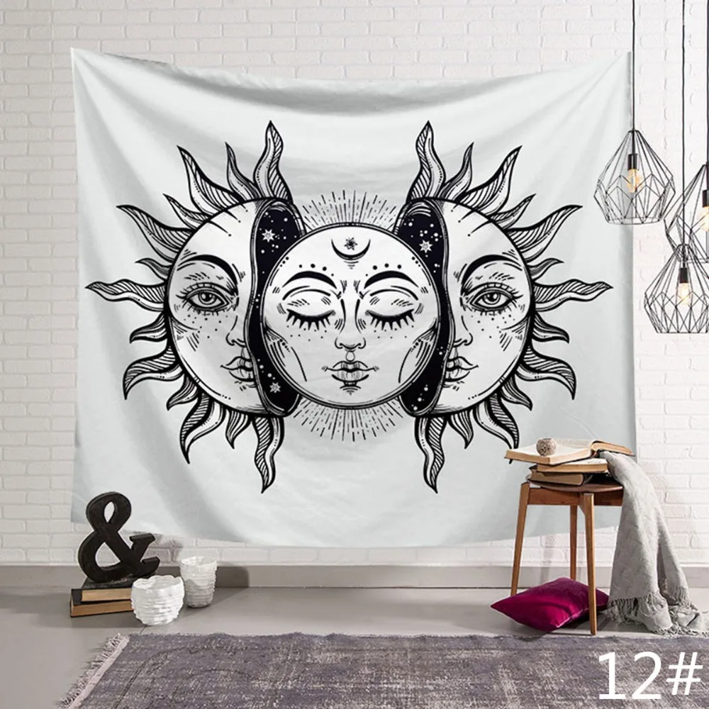 Sun Moon психоделический гобелен небесное индийское солнце хиппи гобелен из полиэстера Настенное подвесное Покрывало постельное покрывало
