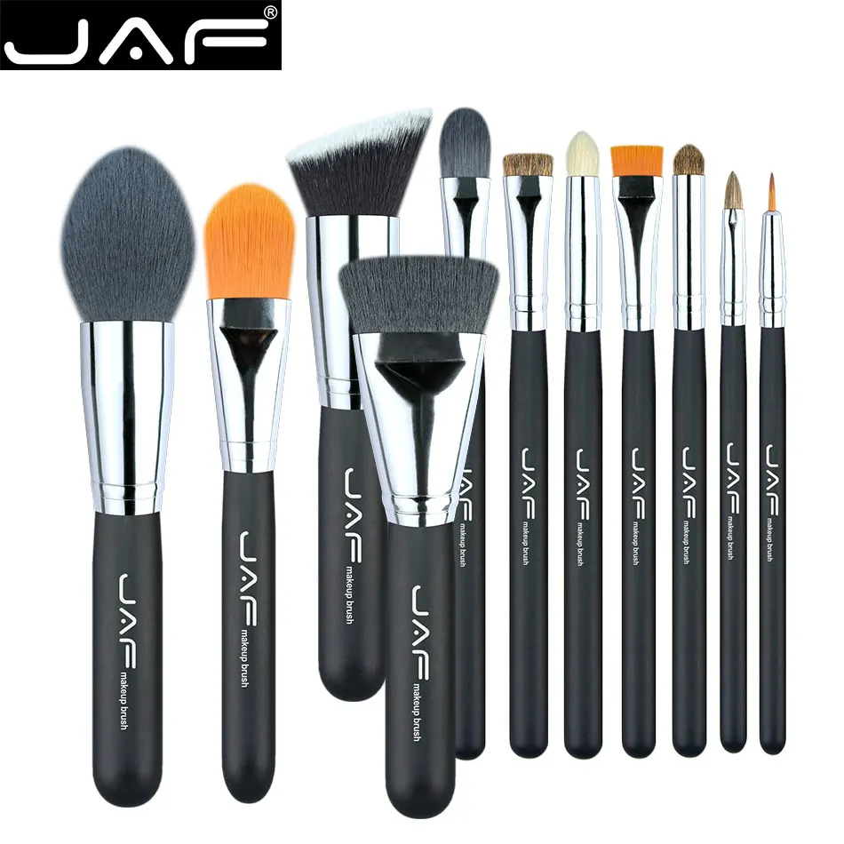 JAF уникальные 11 шт кисти для макияжа и инструмент, набор кистей для макияжа для путешествий, полиэфирный чехол на молнии Makup набор кистей J1209MYZ-B - Handle Color: Without Case