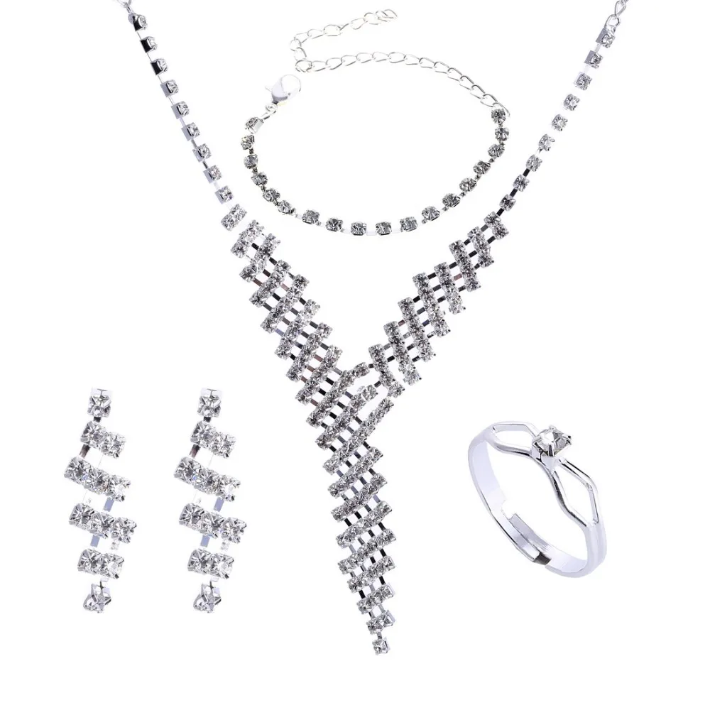 MINHIN австрийский кристалл свадебные комплекты украшений для женщин Bijoux аксессуары для бракосочетания сверкающие посеребренные кулон ожерелье наборы