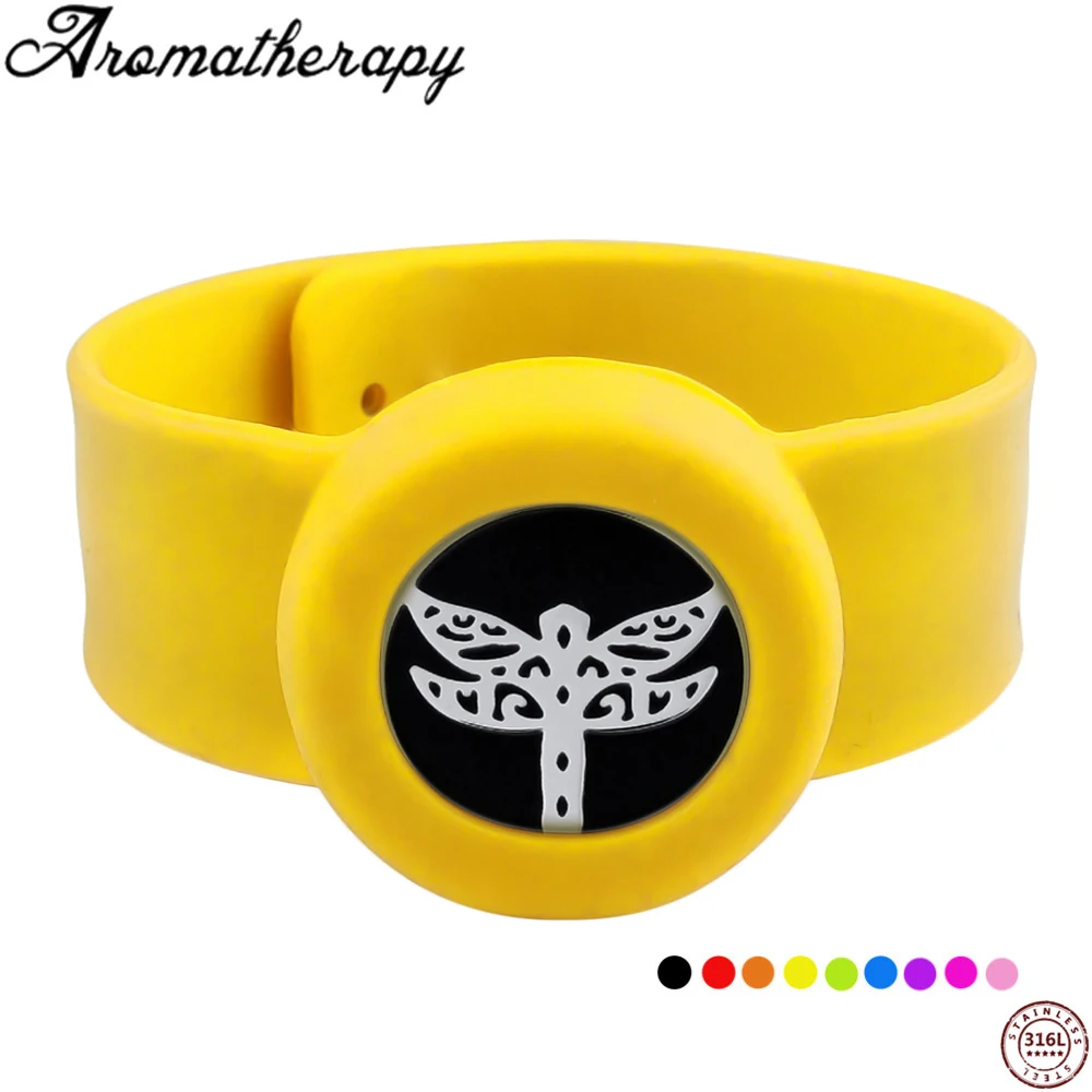 

Dragonfly aromatherpay Diffuser Kids adjustable silicone bracelet with free pads