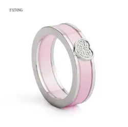 Heart-shaped керамика Титановая сталь обручальное кольцо для пары День Святого Валентина подарок белый черный розовый серый коричневый