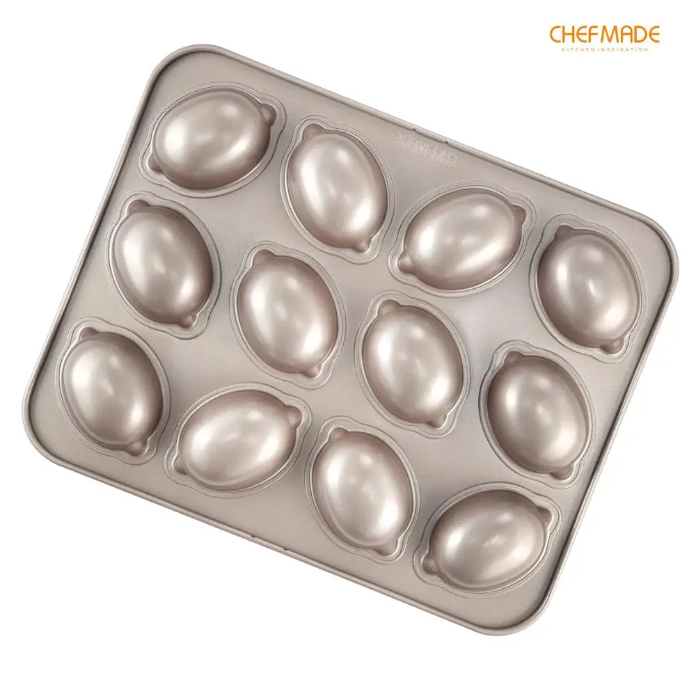 

CHEFMADE Lemon-Shaped Cake Mold, 12-Cavity Non-Stick Bread Pan, FDA for Kitchen Oven Baking