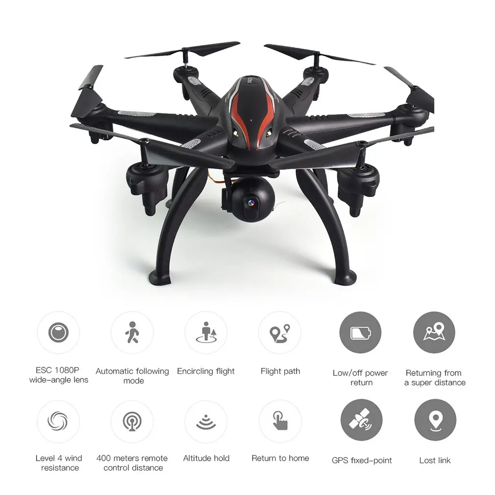 

L100 6-Axis 4CH RC Drone With 720P/1080P HD Wide Angle 2.4G/5G Quadcopter Aircraft Plane WiFi FPV Dual GPS 180 Adjustable Camera