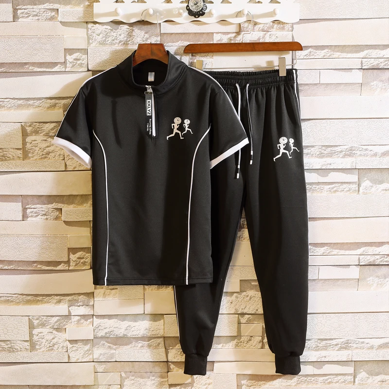 Модный летний спортивный костюм и футболка Мужская шорты + короткие штаны