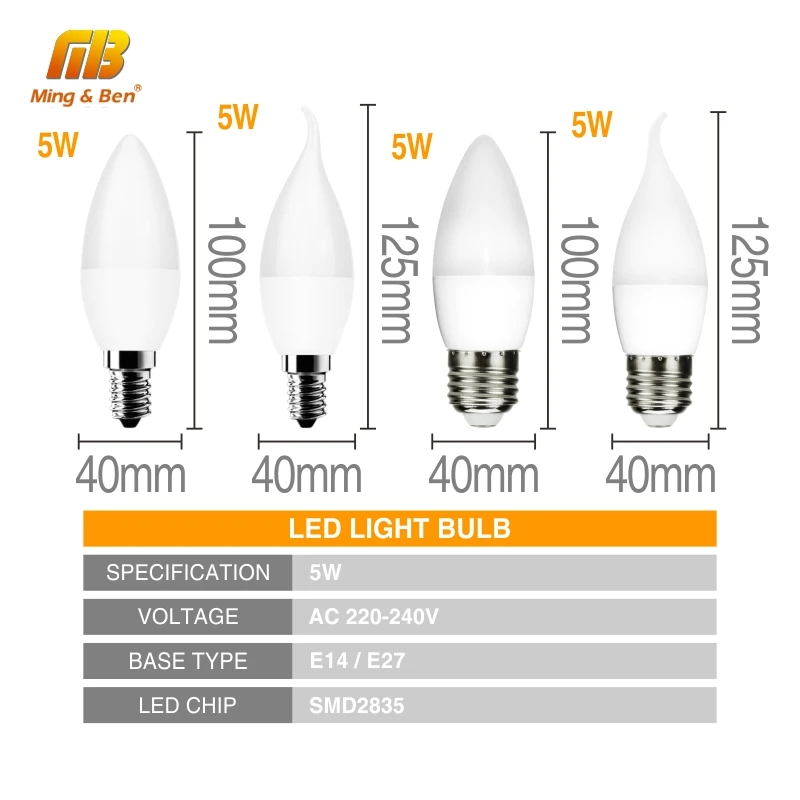 Светодиодная лампа E14 E27 для свечей 5 Вт SMD2835 теплый белый холодный AC220V|e14 5w|lamp e14cool