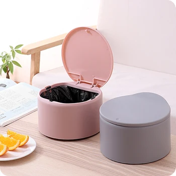 

Desktop Mini Trash Can With Cover Office Small Rubbish Storage Bin Home Living Room Garbage Waste Dustbin