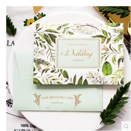 

50Pcs/Lot Wedding Supplies Invitations Cards Souvenirs For Guest Customized Printing Card With Free Envelope&Seals Tableware Dec
