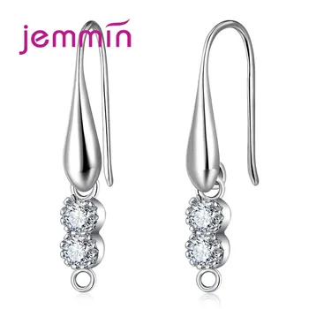 

925 Sterling Silver Ear Hoop Earring Findings 5 Pairs/Lot For Nickel Free Components CZ Crystal DIY Jewelry Findings