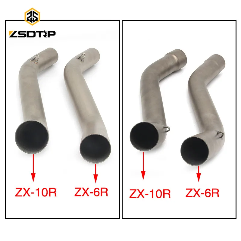 

ZSDTRP ZX-10R ZX-6R Titanium Motorcycle Exhaust Link Middle Pipe Slip-on case For Kawasaki ZX10R or ZX6R