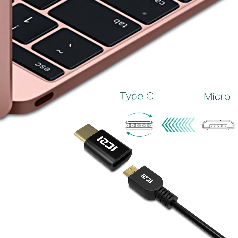 ICZI 5 шт. позолоченный usb type C для Micro USB адаптер Разъем samsung S8/S8 Plus Oneplus Xiaomi huawei OTG