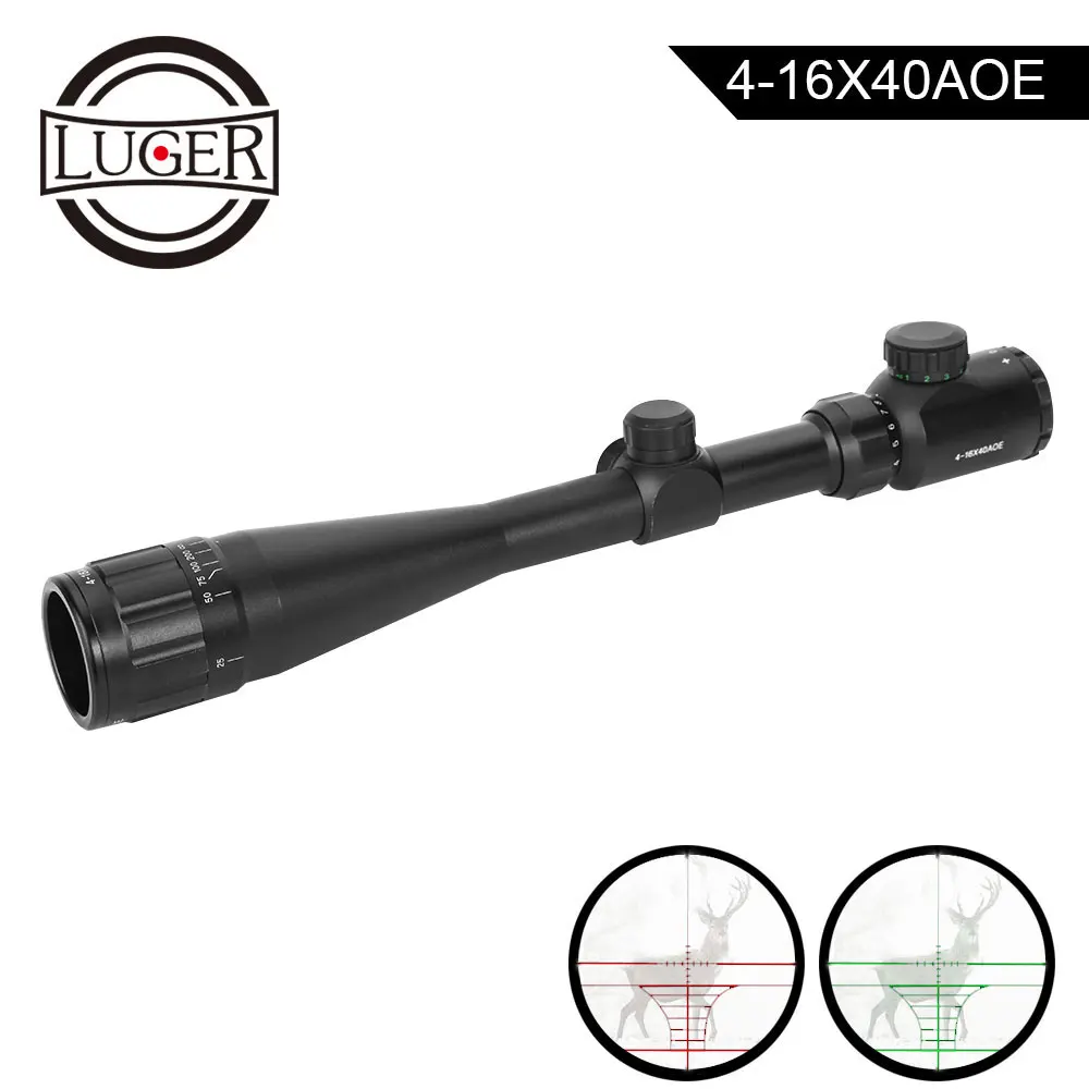 LUGER 4-16X40AOE охотничья область тактическая оптика Riflescope красный зеленый точка прицел с подсветкой область для винтовки Воздушный пистолет