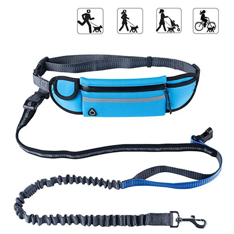 Adjustable Hands Free Dog Leash Waterproof Sport Running Pocket Waist Bag Retractable Walking Belt Jogging Pet Lead Belts (9)