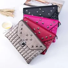 2016 New Arrival Women Rivets Shoulder Messenger Bag Coin Purse Handbag Fashion bag Clutch handbag gift wholesale