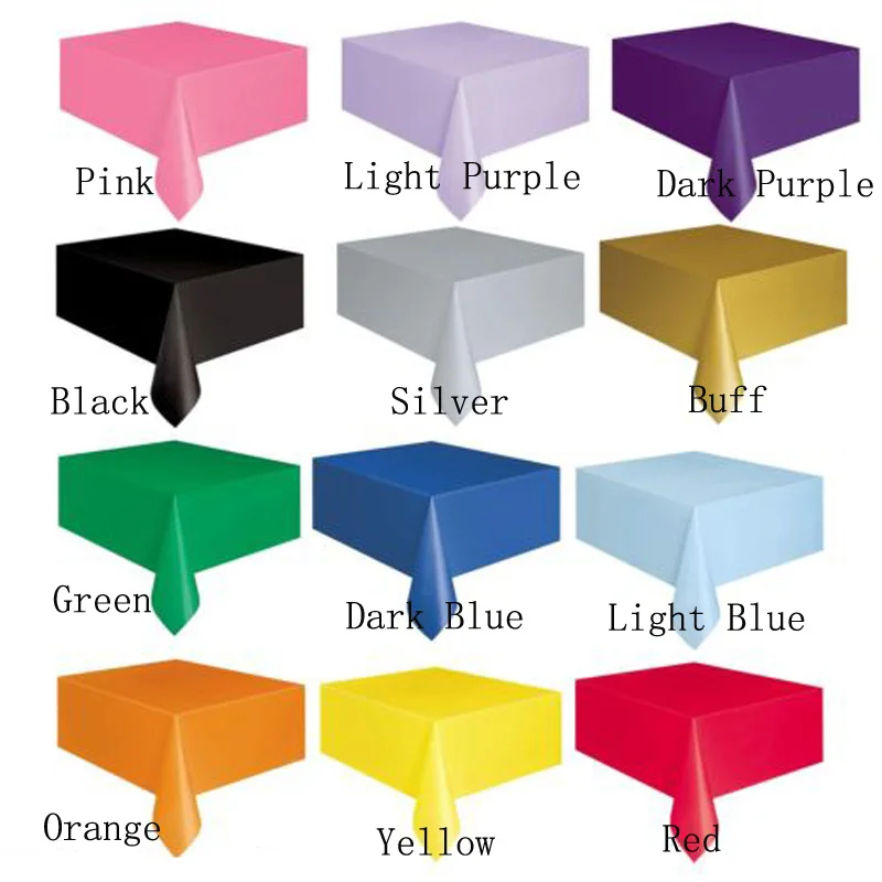 

Large size Environmentally friendly disposable plastic party wedding tablecloth set catering meal tableware 183X137CM