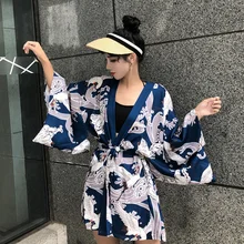 Кимоно женское лето кимоно Гейша кардиган женский японский юката Харадзюку японская культурная одежда хаори obi FF1772