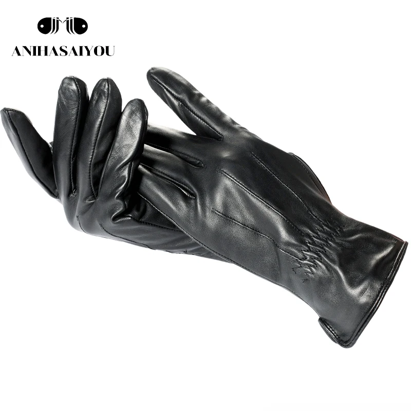 Driving thin leather gloves mens soft winter Genuine leather gloves
