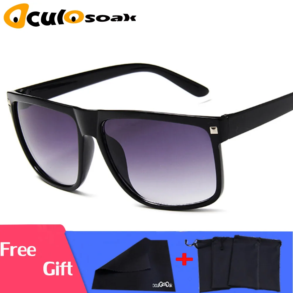 2019 New Fashion Vintage Flat Top Sunglasses Women Brand Designe Square Sun Glasses Female Men Oversized Shades UV400