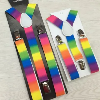 

2Pcs Colorful Boy Men Y-Back Suspenders Child Elastic Adjustable Clip-On Braces