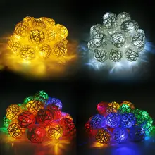 На батарейках ротанга светодиодный гирлянды 3AA питание 2 м 20 светодиодный сказочные светильники для помещения и улицы для рождественского свадебного украшения RGB