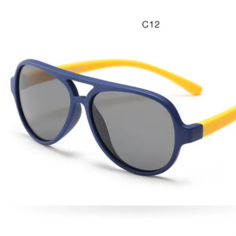 ASUOP новые модные поляризационные солнцезащитные очки для мальчиков и девочек, мягкие силиконовые солнцезащитные очки в стиле ретро, фирменный дизайн, UV400, очки пилота - Цвет линз: C12
