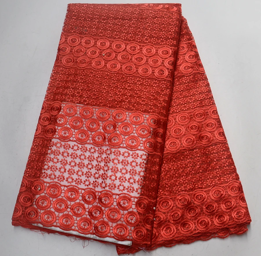 

Latest African Laces Fabrics Embroidered African Tulle French Lace Fabric With Stones 2018 African French Net Lace red
