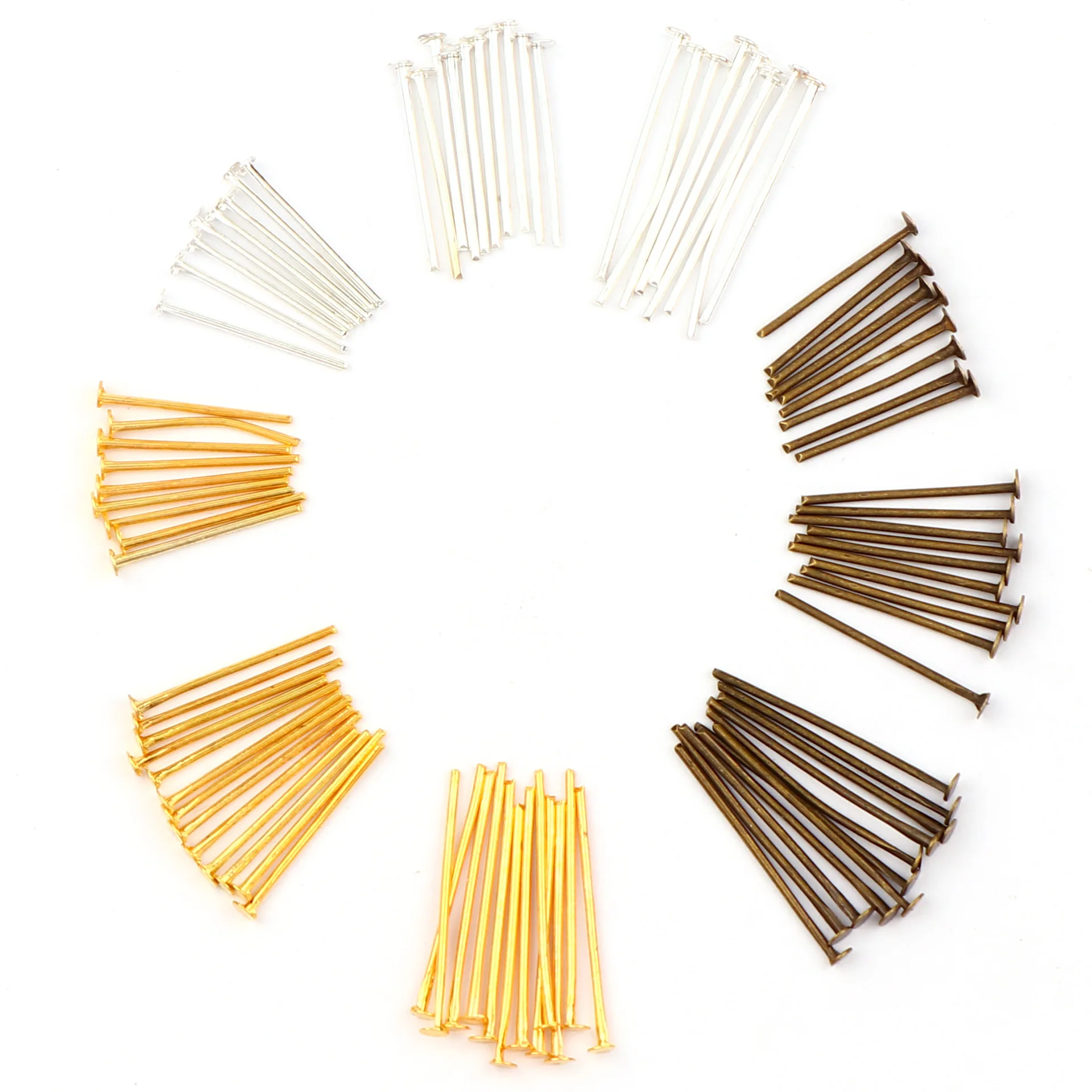 

100pcs Metal Flat Head Pin 20/24/30/35/40mm Pins for DIY Earrings Bracelet Making Jewelry Findings Accessories Wholesale