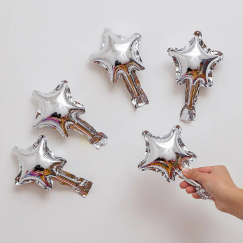 50 шт. 5 дюймов мини-воздушные шары с пентаграммой в виде сердца из фольги для украшения свадебной комнаты Детские вечерние принадлежности для рождественского декора детские игрушки - Цвет: Silver