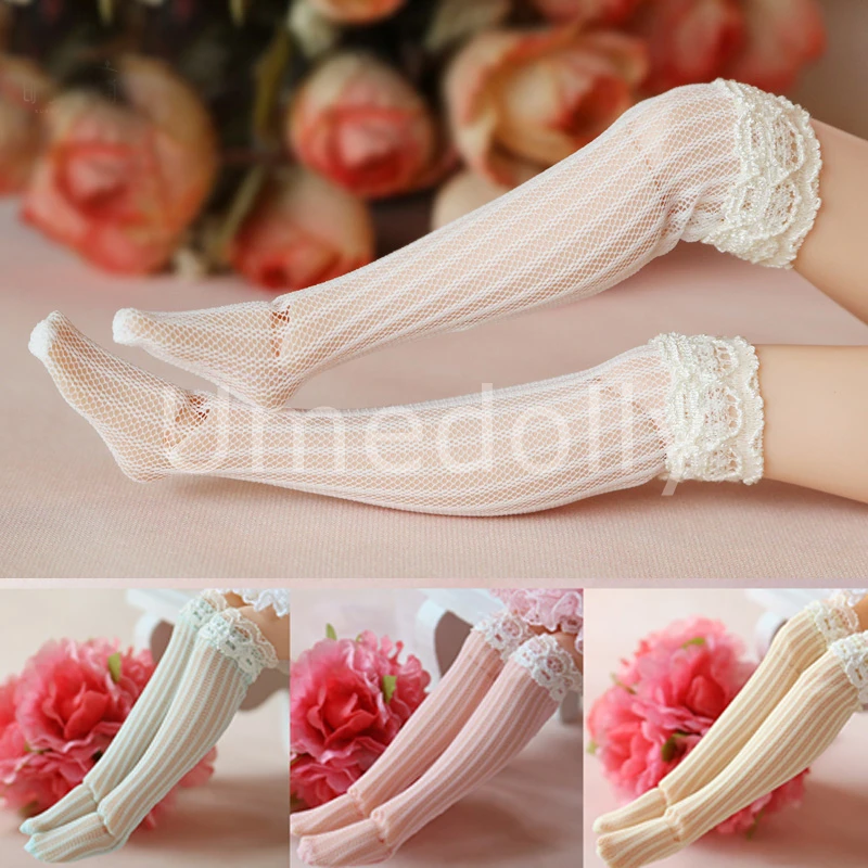 

1 Pair High Quality Assorted Color Stripe Lacy Doll's Stocking for Blyth, Barbies, Pullip Doll Socks Clothes Accessories