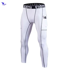 Компрессионные Для мужчин s Спортивное трико для бега с карманом ткань отводящая влагу, трико для бега тренажерный зал для обучения фитнесу Для Мужчин's узкие брюки, леггинсы, обтягивающие брюки