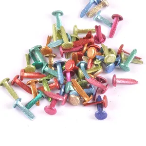 100 шт смешанные блеск порошок штифтики для скрапбукинга, украшение крепежа брадсы Изделия из металла для Бумага украшения 8x16 мм CP2160 - изображение
