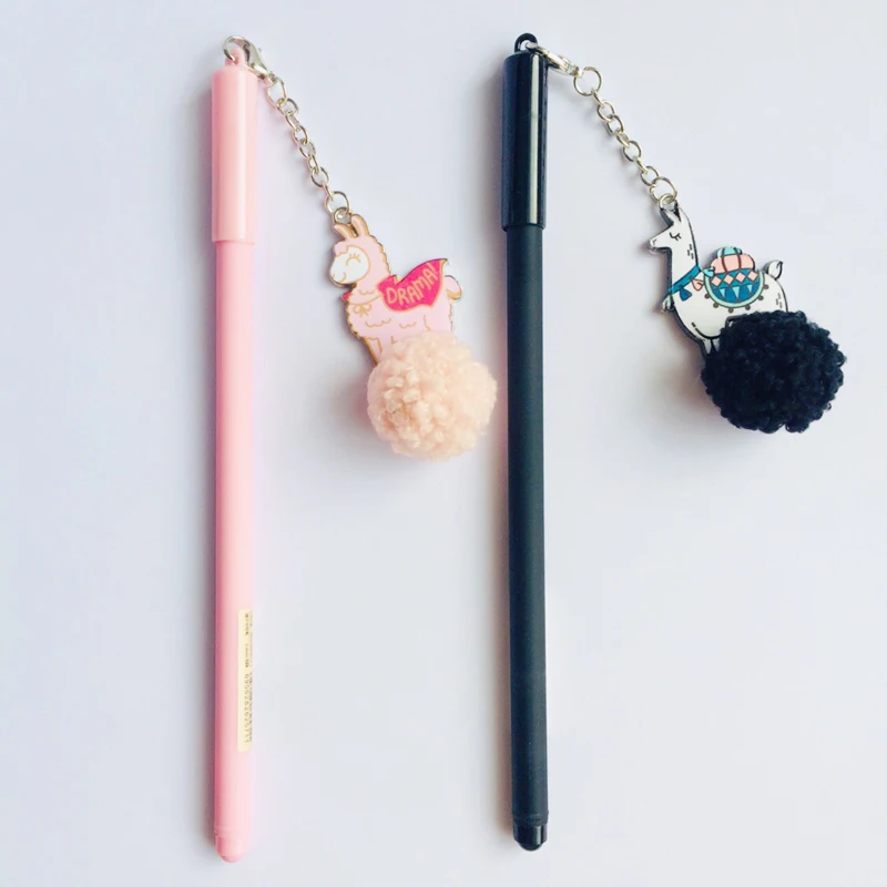 1 шт. милые Альпака и свинья Hairball металлический кулон гелевая ручка Ручка-роллер школьные канцелярские принадлежности 0,5 мм черные чернила