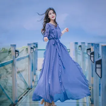 

Maxi Dress 2019 Summer New Beach Style Women Ruffles Dress Elegant Empire Long Party Dress Half Sleevess A Line Casual Vestidos