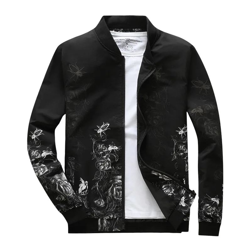 Повседневная мужская куртка Цветочная верхняя одежда с рисунком мужские куртки Уличная chaqueta hombre мужской большой размер M-4XL jaqueta masculino, ZA227 - Цвет: White Floral jacket