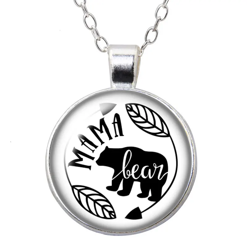 Love Mama Bear фото серебро/бронза кулон ожерелье 25 мм стекло кабошон для женщин девочек ювелирные изделия подарок на день рождения 50 см