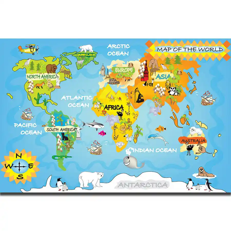 s1831 kids education world map geography school wall art education world maps