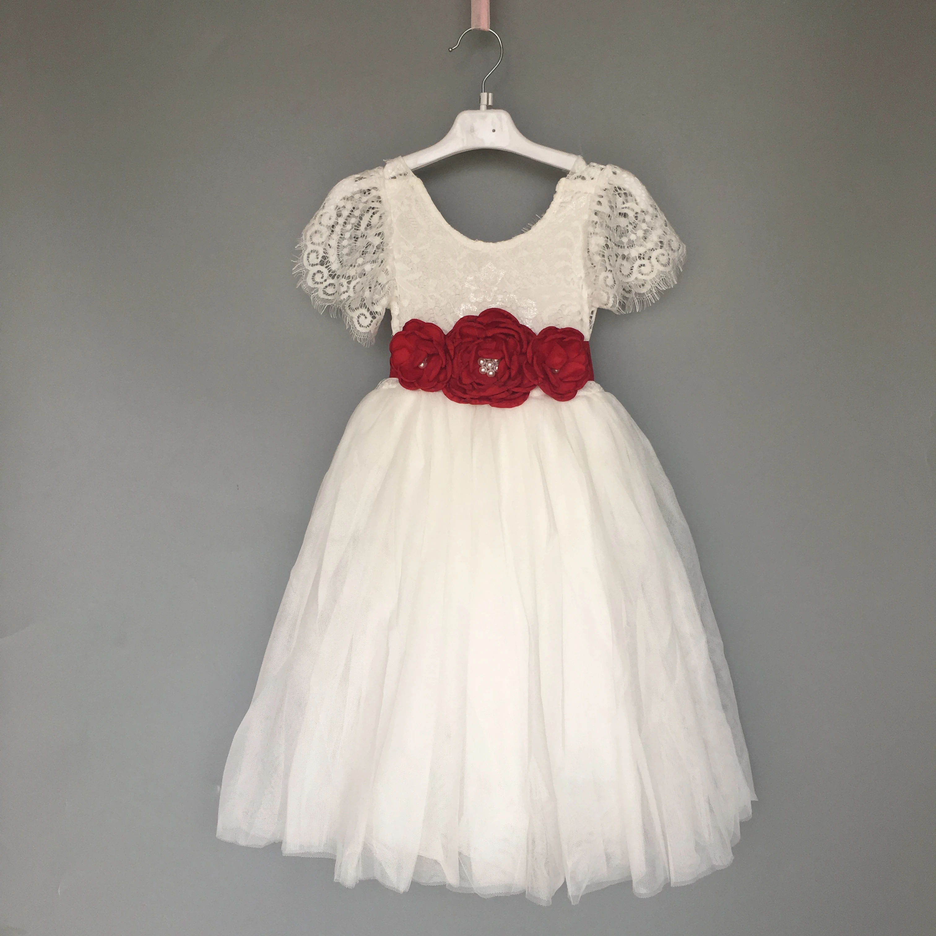 flutter sleeve flower girl dress