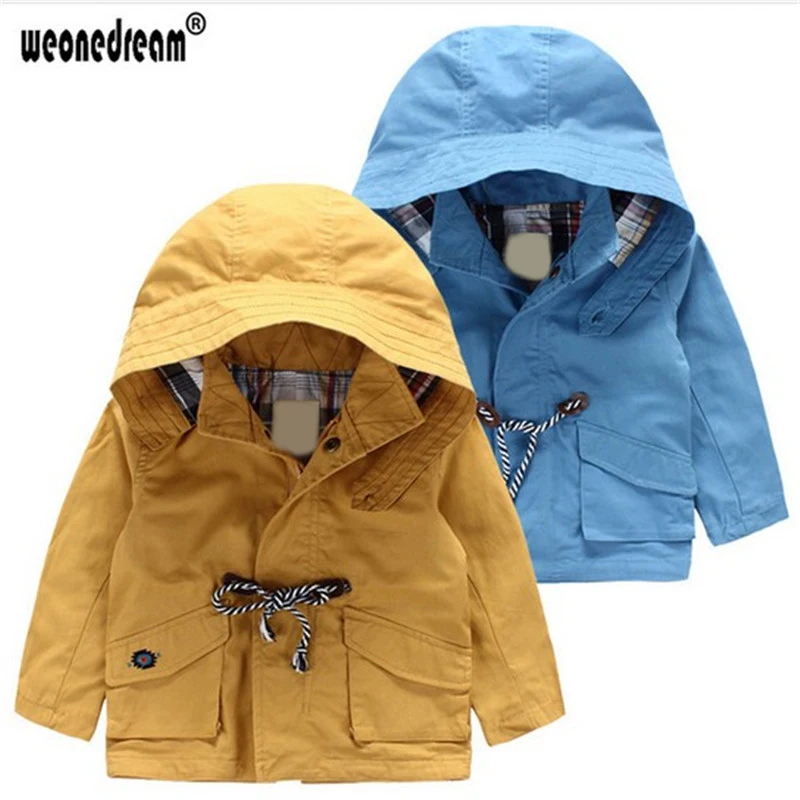 Boy Trench Coat Long Sleeves Hooded Outerwear New 2017 Kids Windbreaker