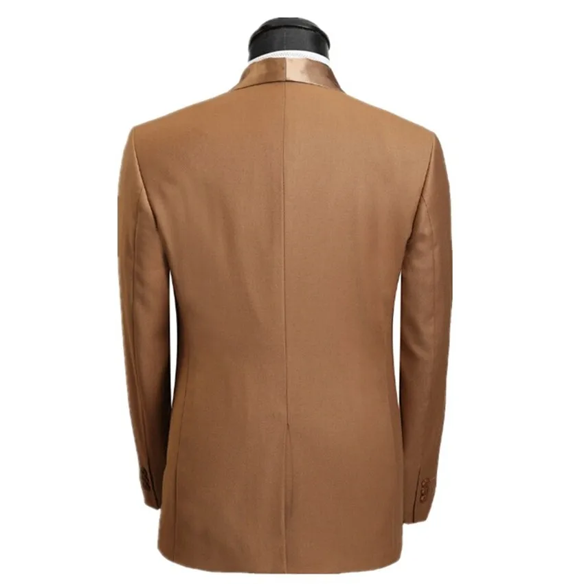New Arrival tuxedo jacket men Brown Men's Suits Wedding Best Man suit (Jacket+Pants+Tie+Handkerchie
