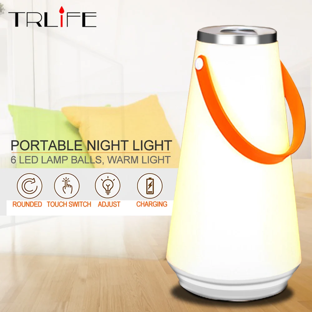 

Portable Night Light Wireless LED Lantern Home Table Lamp Built-in 1200mAh USB Rechargeable Touch Switch Camping Emergency Light