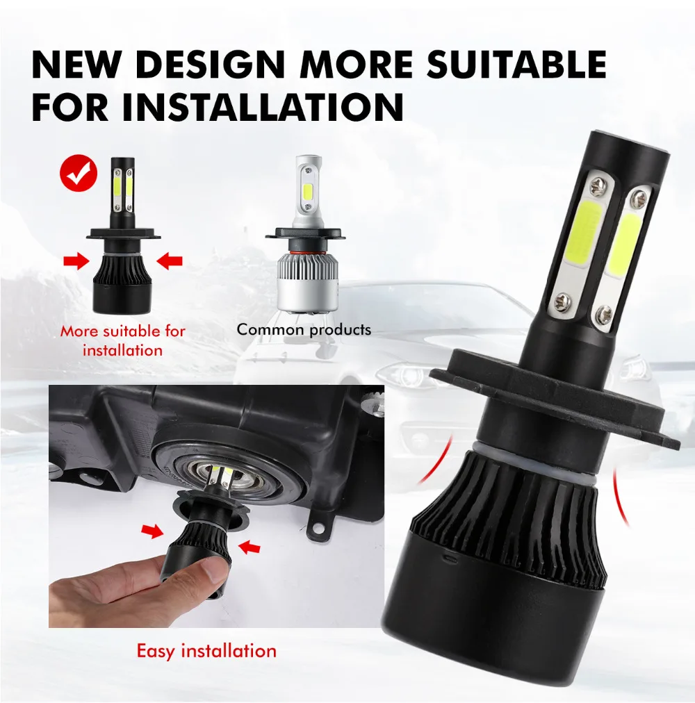 Oslamp X7 H4 Автомобильный светодиодный фары 4 сбоку световой подол короче спереди и